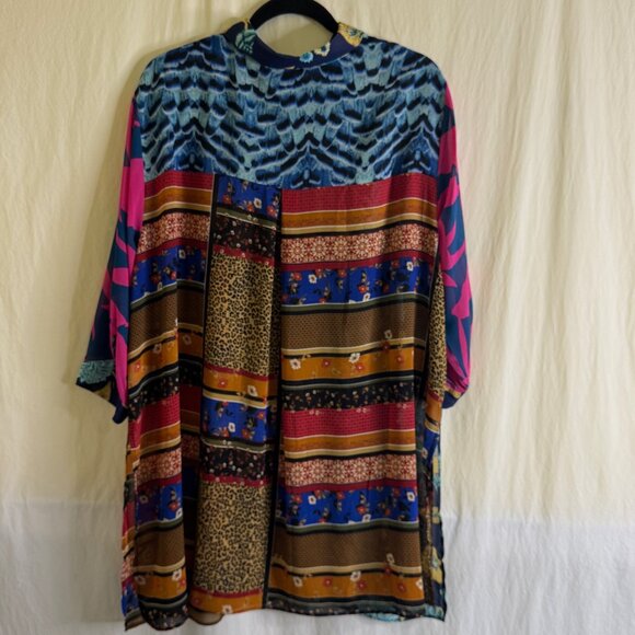 Rose & Olive Floral Colorful Button Up 3/4 Sleeve Relaxed Blouse/Top Size 1X - Picture 3 of 10